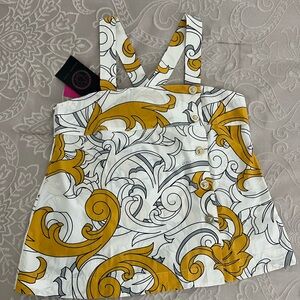 Versace Yellow and White Patterned Tank Top
